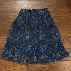 Navy Floral A-Line Skirt